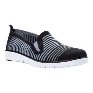 Propet Women’s Travel Fit Black/Grey Knit Mesh Slip On Sneaker Size 6 1/2 N